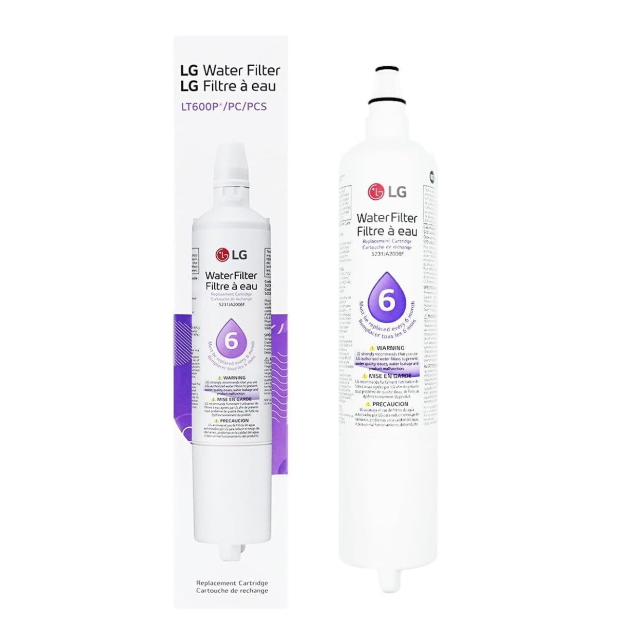 LG LT600P - 6 Month/300Gal Capacity Replacement Ref Water Filter (White, 2-Pack) gallery