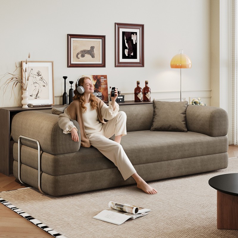 78.8" Compression Sofa Convertible Floor Sofa Bed Pillow Back Support Armrest gallery