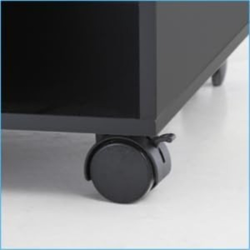 Mobile Printer Stand W/ Storage Under Desk Black Wood Small Rolling Printer gallery