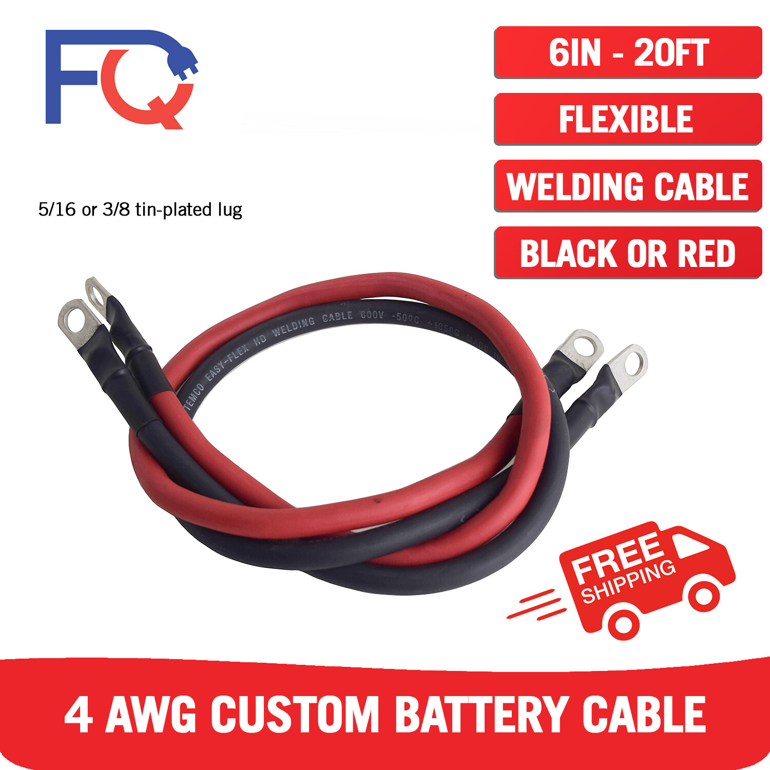4 AWG Gauge Custom Battery Cable Copper Car Solar Power Wire Inverter RV Welding gallery