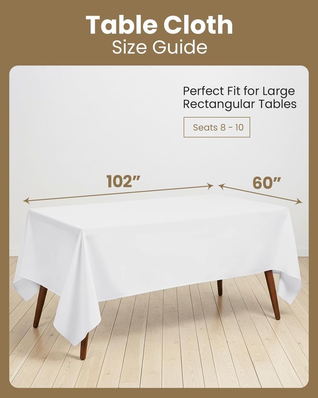 Utopia Kitchen Rectangle Table Cloth 2 Pack(60x102 Inches, White), Tablecloth... gallery