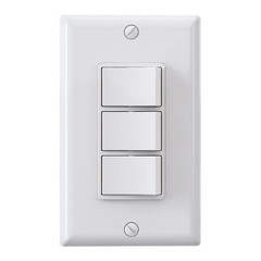 Decorator Triple Rocker Light Switch, Three Single Pole Electrical Paddle Switch