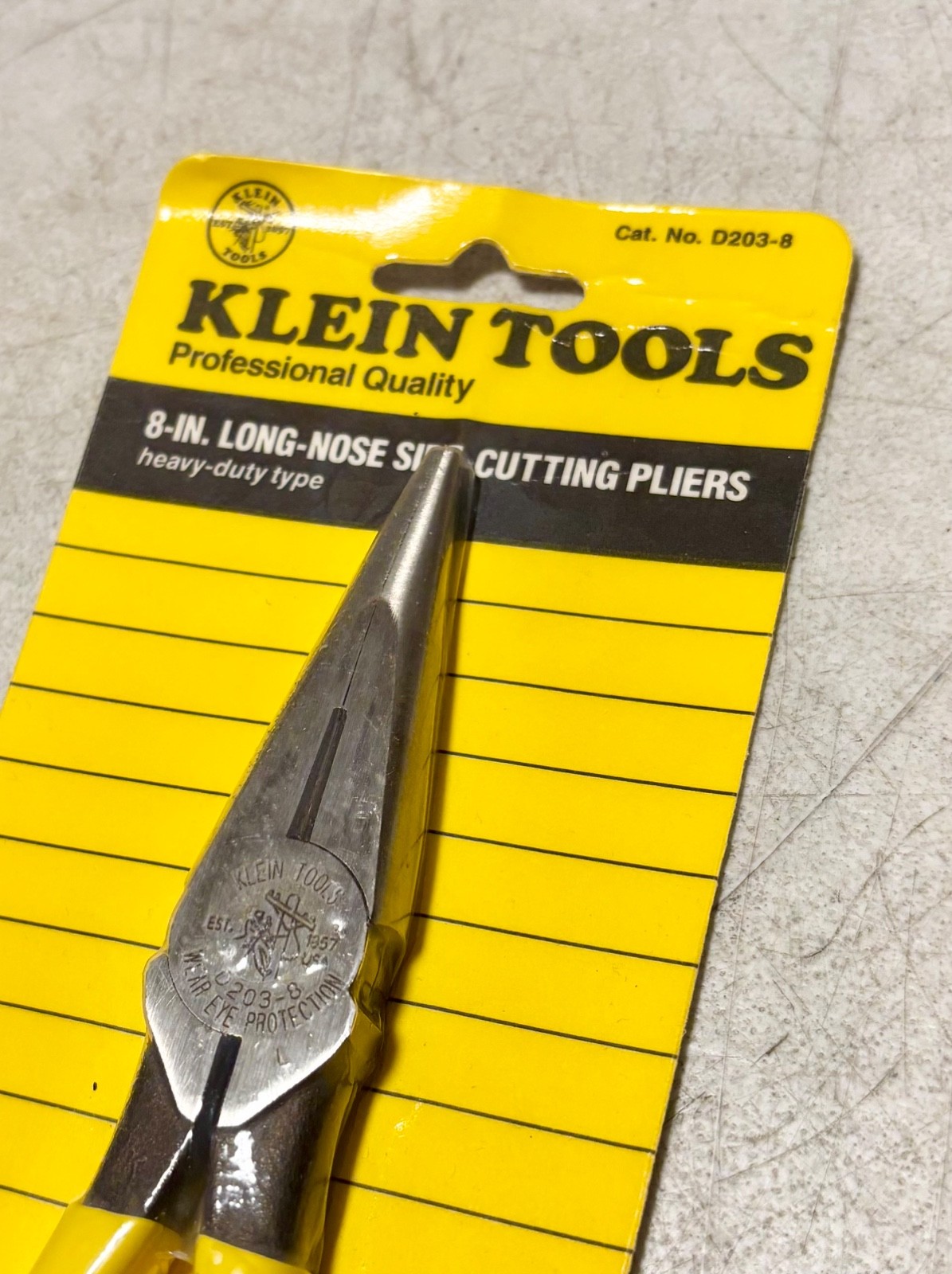 VTG. 1994 KLEIN TOOLS 8" SIDE CUTTING LONG NOSE PLIERS BRAND NEW SEALED D203-8 gallery