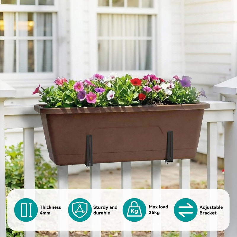 Adjustable Planter Box Brackets,Enhanced Bottom Support,Universal Outdoor Hangin gallery