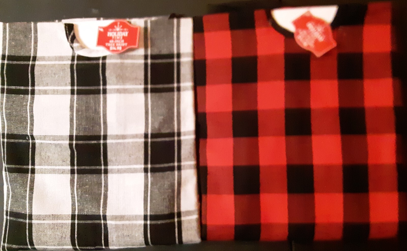 Holiday Time 48" Tree Skirt 2 Styles Red/Black or Black/Grey/White Checkered NEW gallery
