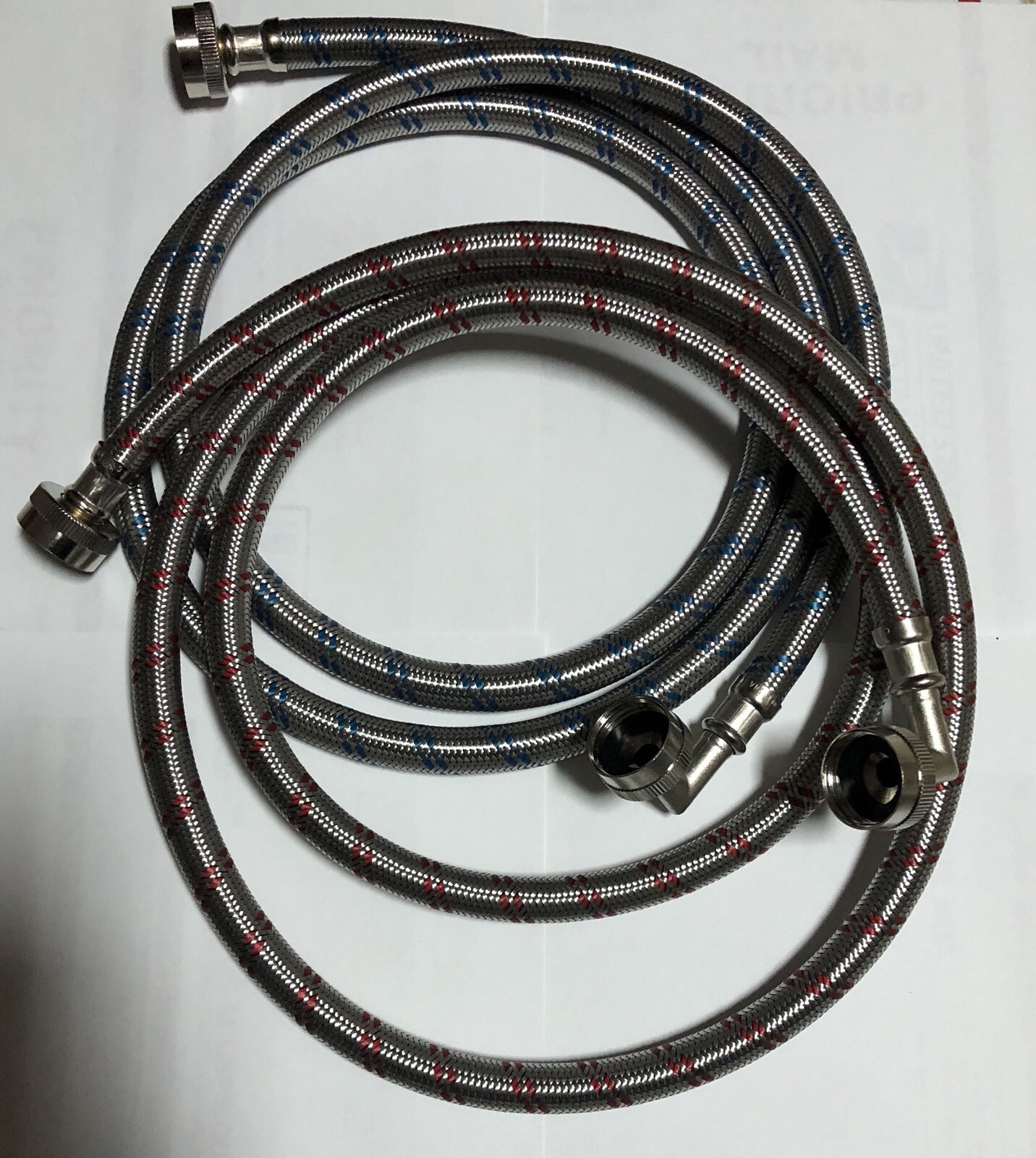 2 Washing Machine Stainless Steel 90 Degree Braided Water Supply Line 60" 5' gallery