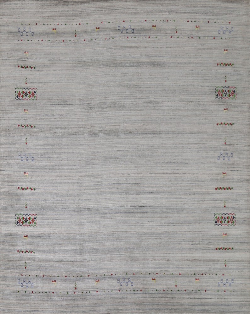 Little Animal Bordered Gabbeh Dining Room Area Rug 9'x10' Wool Handmade Carpet