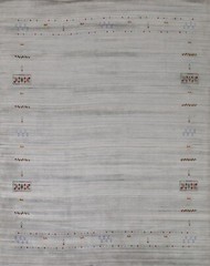 Little Animal Bordered Gabbeh Dining Room Area Rug 9’x10′ Wool Handmade Carpet