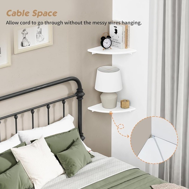 Corner Floating Shelves Wall Mounted Heavy Duty Storage Organizer All Rooms New gallery