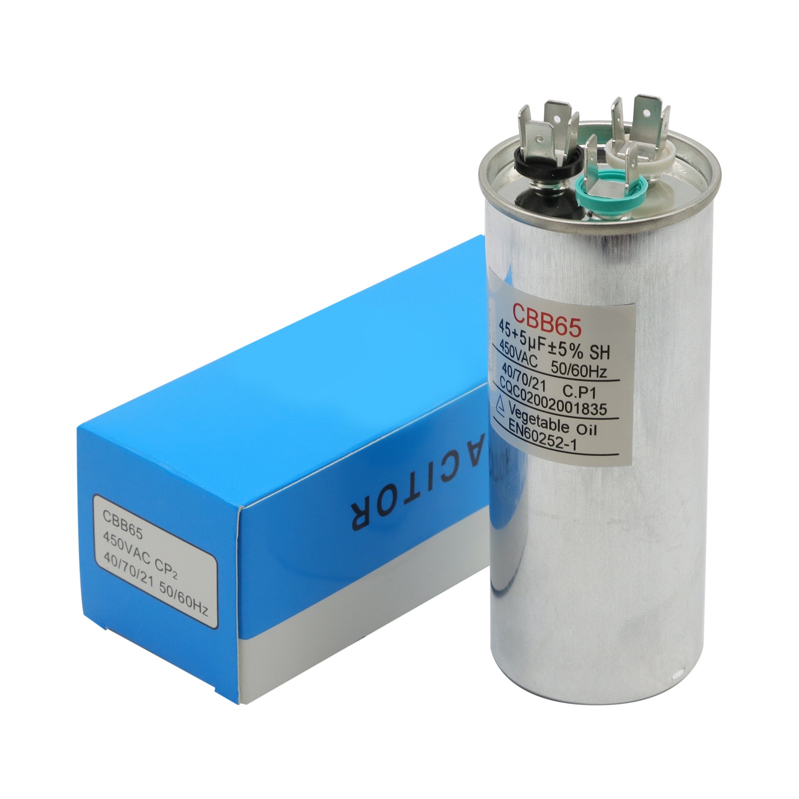45+5 uF MFD 370-440 V AC High Quality Motor Dual Run Capacitor CBB65 - 2Pack gallery
