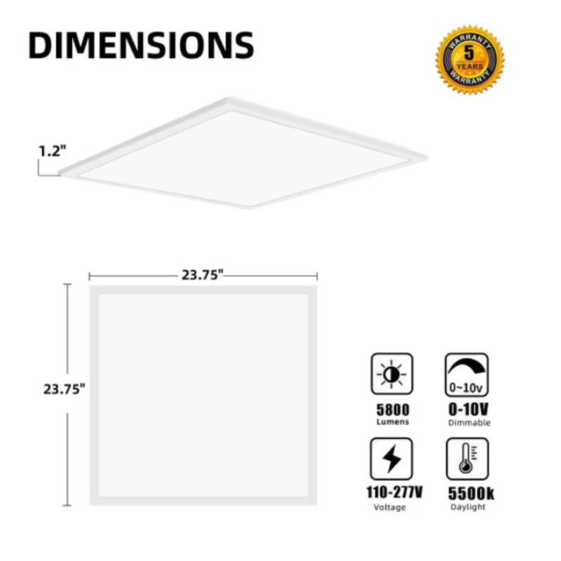 2-20PCS 2x2FT LED Flat Panel Light 5400LM 45W 5000K Dimmable Drop Ceiling Office gallery