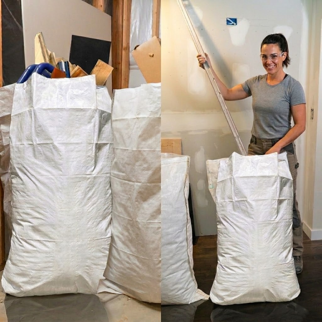 34 Pack-Reusable Contractor Bags 40 Gallon Heavy Duty White Woven Polypropylene gallery