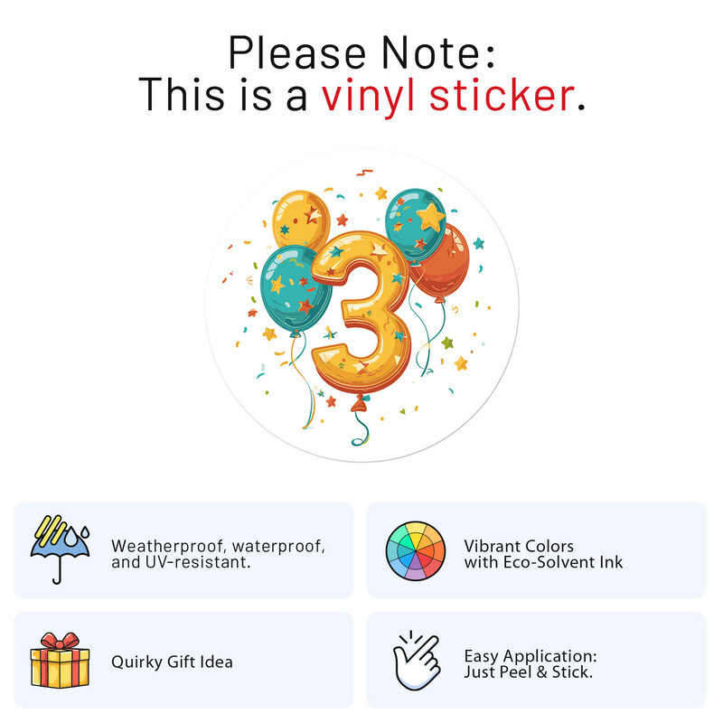 Three 3 Years Birthday - Car Bumper Sticker Vinyl Decal gallery