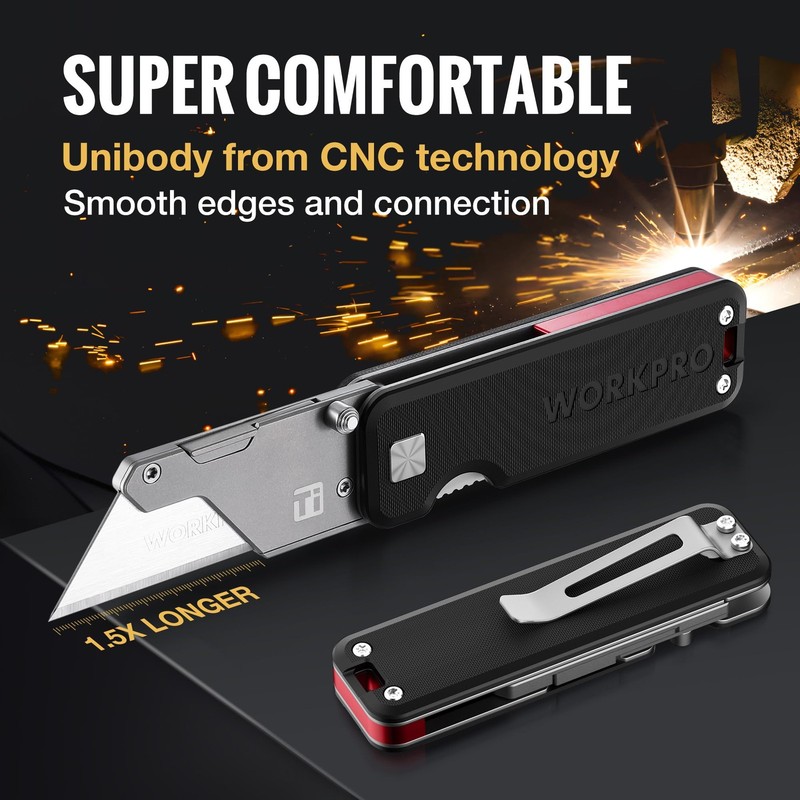HeavyDuty Folding Utility Knife Titanium CNC G10 Handle 10 Extra Blades for Cr gallery