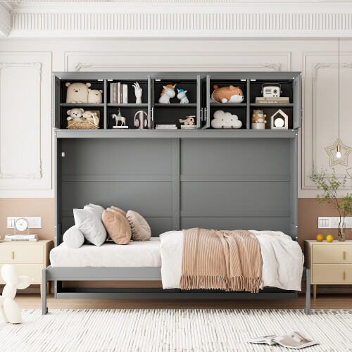 Space Saving Murphy Wall Bed with Storage Cabinets Queen Size Wood Cabinet Beds gallery