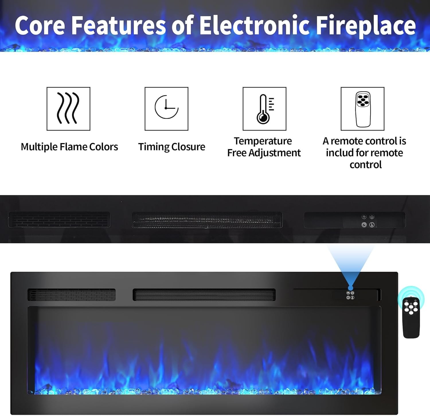 TV Stand 70" Fireplace With LED Light for 80 in TV Entertainment Center ModernUS gallery