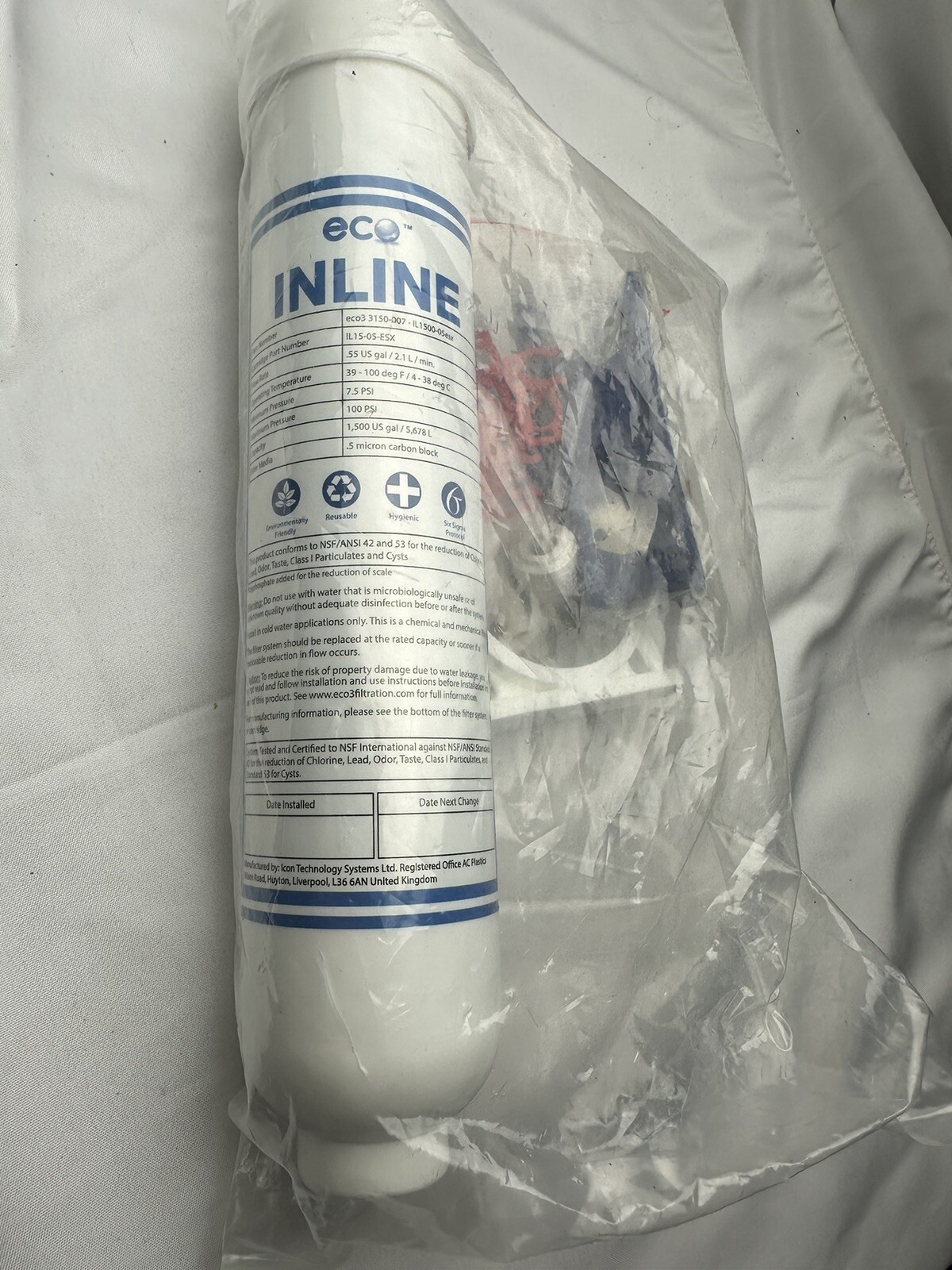 Eco Inline Refrigerator Water Filter ECO3 3150-007 **NEW SEALED** gallery