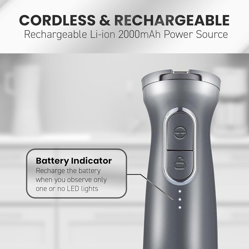 Cordless Immersion Blender Adjustable Speed Stainless Steel Blades Kitchen Mixer gallery