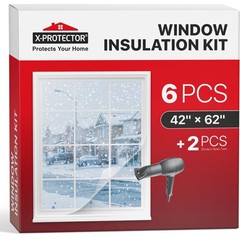 X-Protector Window Insulation for Winter – 42in x 62in (6 Pack), Transparent