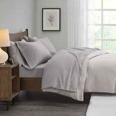 True North by Sleep Philosophy Micro Fleece Bed Sheet Set, Warm, Gray Full
