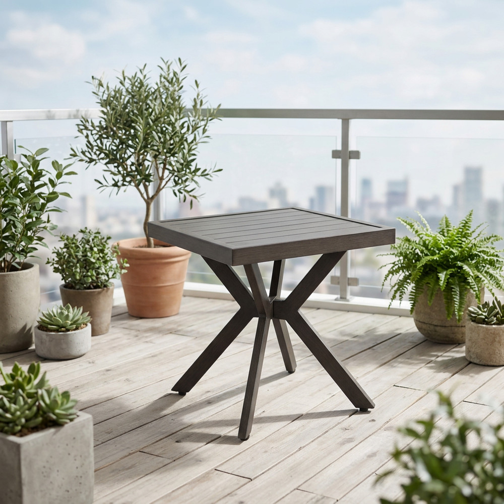 Modern Durable Lightweight Square Trestle Dining Table With Sintered Stone Top