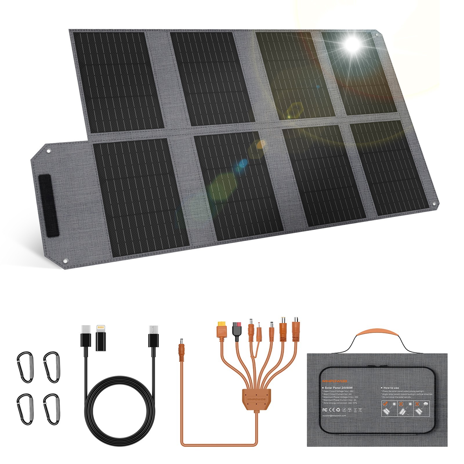 80W Solar Panel for EcoFlow RIVER 2 Pro 768Wh Portable Power Station Phone iPad gallery