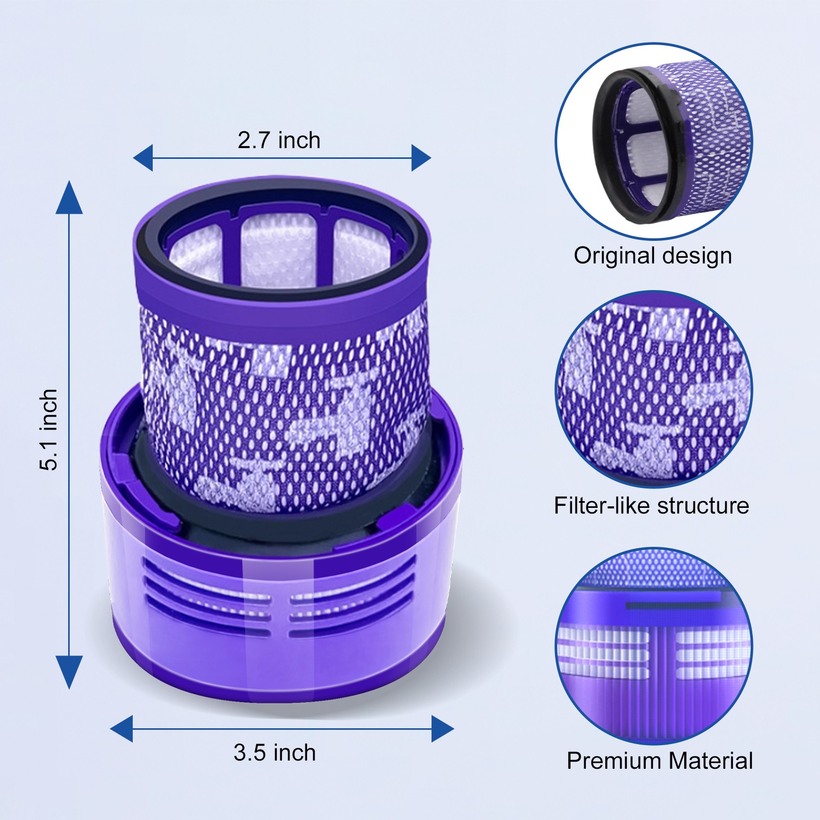 2X Replacement Filter for Dyson V11 Absolute, V11 Animal, V15 Detect Vacuum gallery