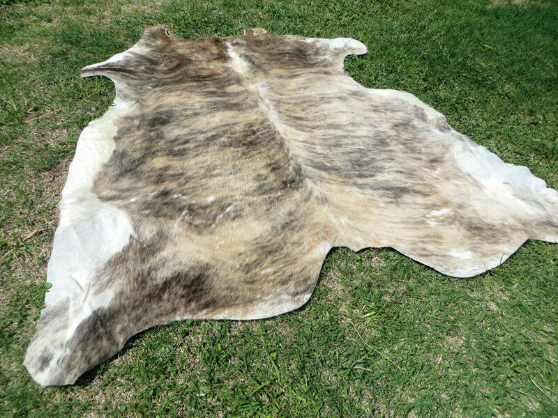 MAKE OFFER !! LARGE BRINDLE GRAY Cowhide Rug natural Cowhides Cow Hide Skin RT gallery