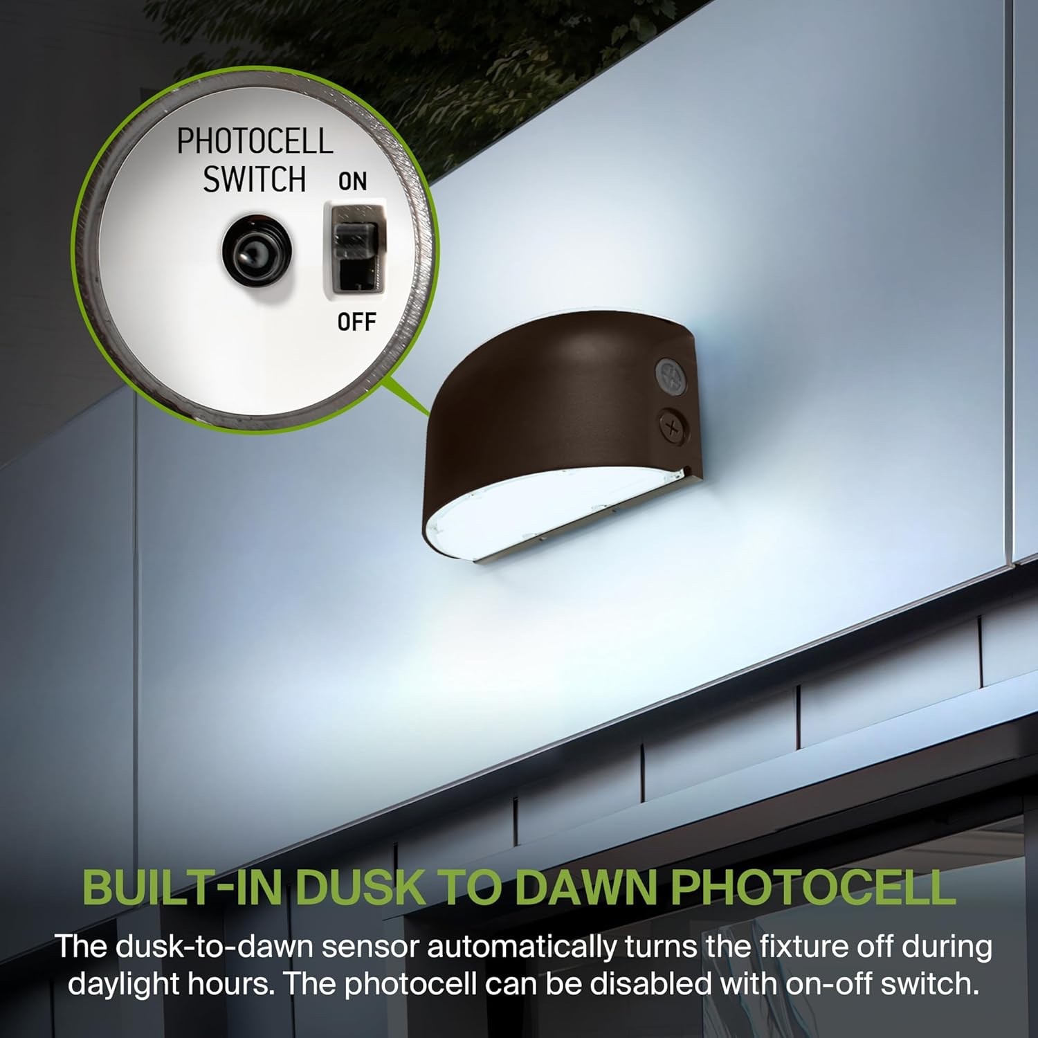 ASD 40/50/60W LED Wall Pack Light Round with Dusk to Dawn Photocell, Up & Down gallery