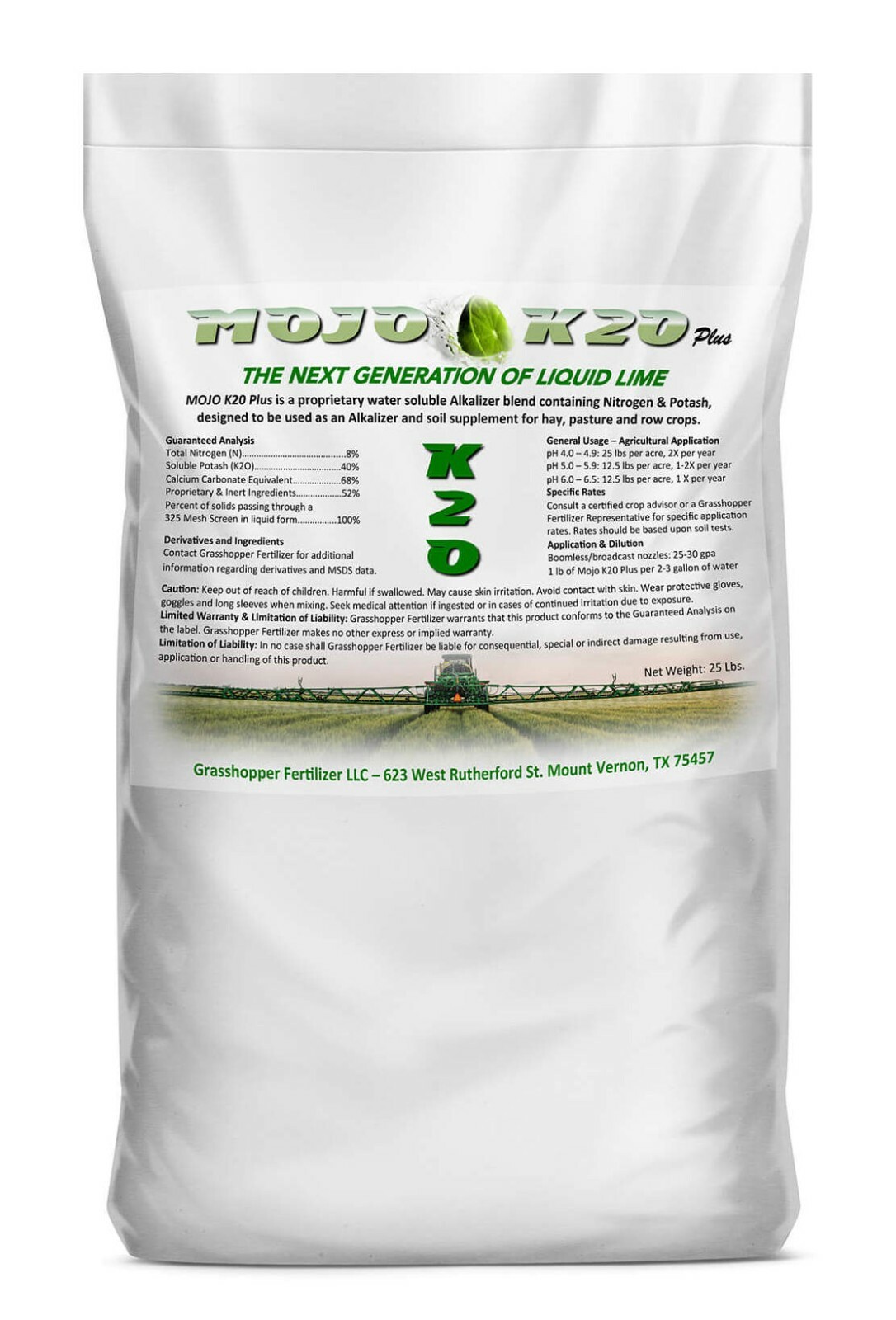 Mojo K20 Plus: Liquid Lime + Potash Fertilizer, 25 lb Bag Treats 1-2 Acres gallery