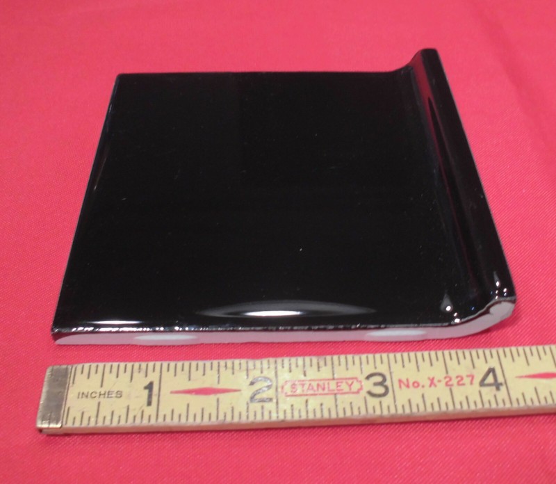 1 pc. *Glossy Black* stack-on base/cove Ceramic Tile; 4-1/4" X 4-1/4" NEW STOCK gallery