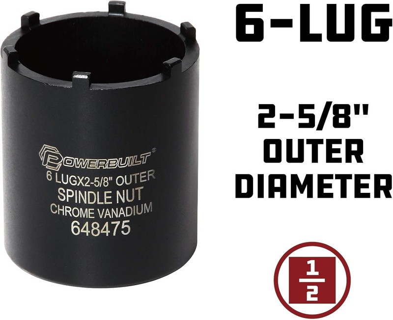 Powerbuilt Spindle Socket, 6 Outer Black, 6 Lug, Remove Spindle Nuts, 2-5 Inch O gallery