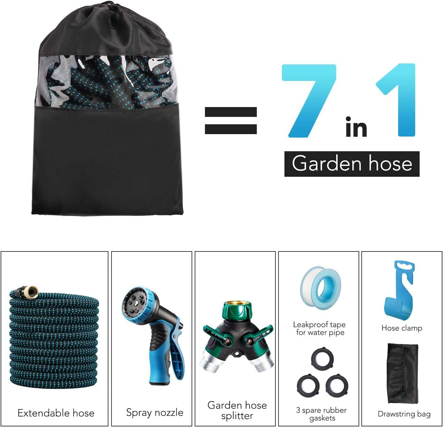 4X Stronger Deluxe Heavy Duty Expandable Flexible Garden Water Hose (50ft,75ft) gallery