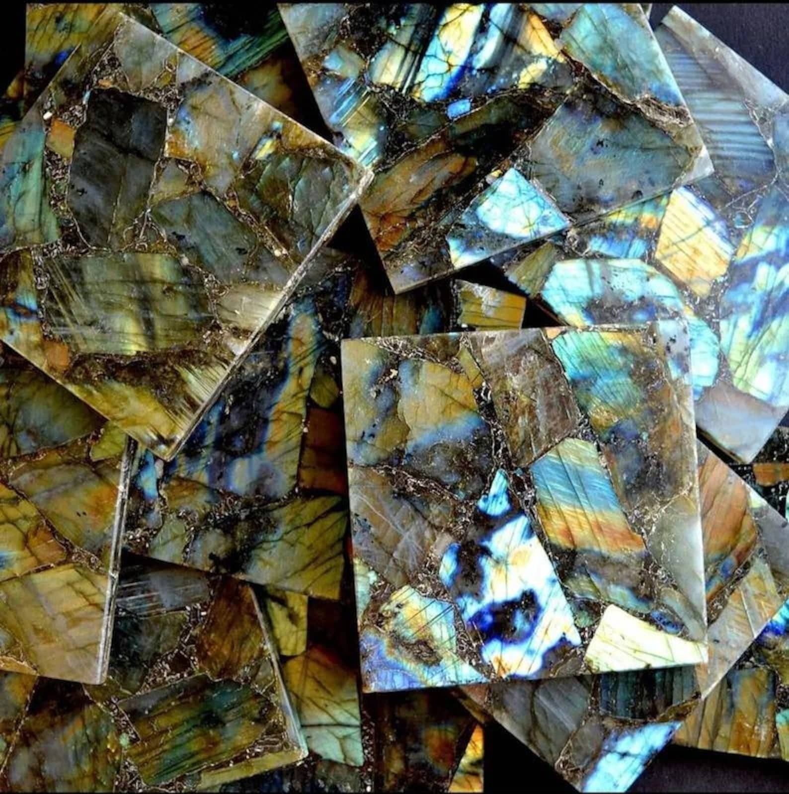 4" Natural Labradorite Coaster – Handmade Gemstone Drink Coaster, Crystal Tea gallery