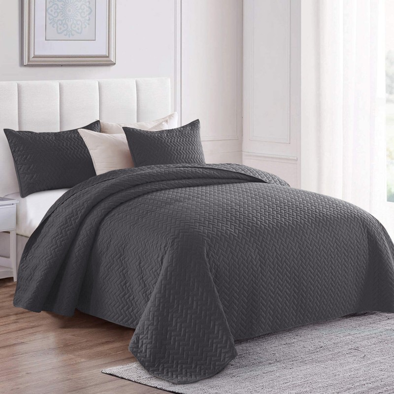 Embossed Reversible Bedspread Coverlet Quilt Set Bedding Cover Queen King Size gallery