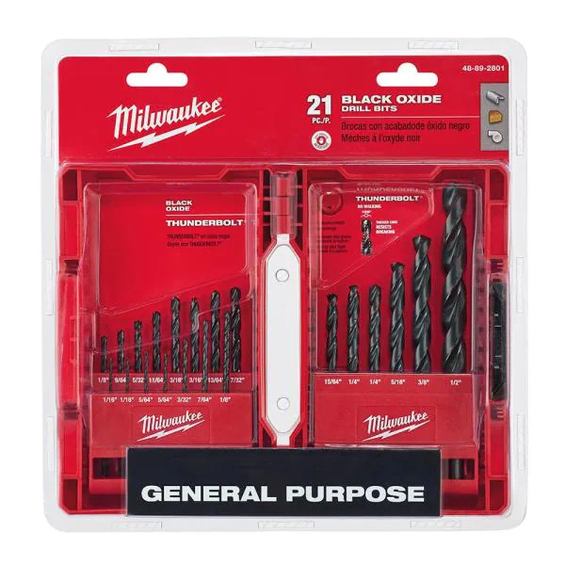 Milwaukee 21-Piece Twist Drill Bit Set Black Oxide 3-Flat Secure Grip Shank Wood gallery