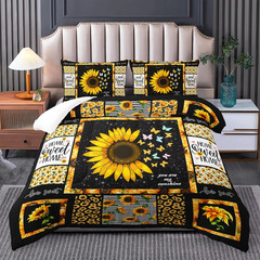 Sunflower Queen Bedding Set, Yellow Comforter for Girls and Teen Boys, Western B