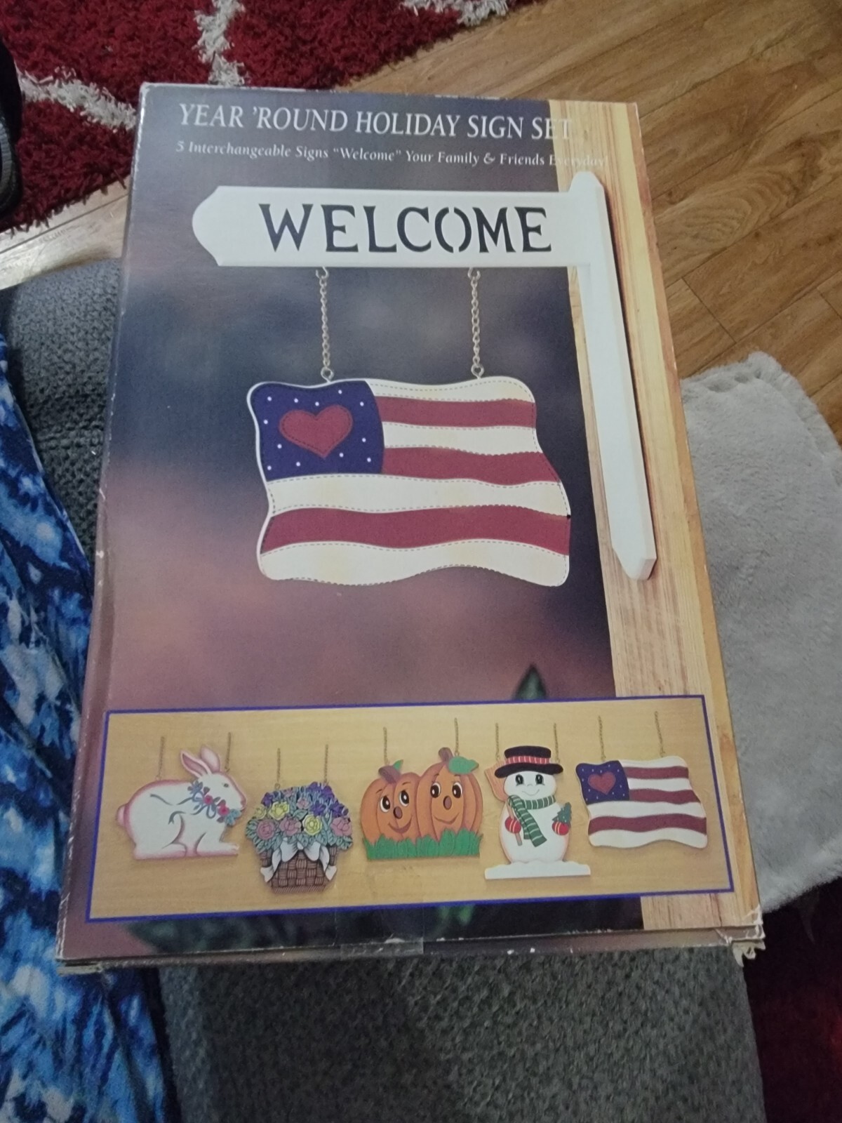 Changeable Wooden Holiday Signs Easter Halloween Spring July 4 Fall Snowman New gallery