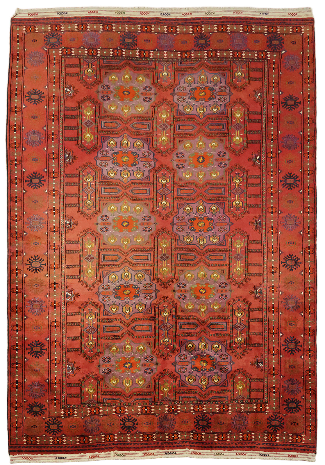 Traditional 6x9 Tribal Wool Hand-Knotted Bright Red Tones Area Rug gallery