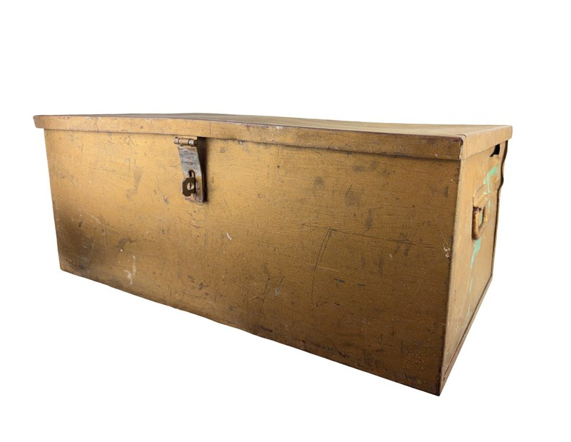 Large Hand Welded Scrap Metal Lockable Trunk 30 x 16.5 x 14" gallery