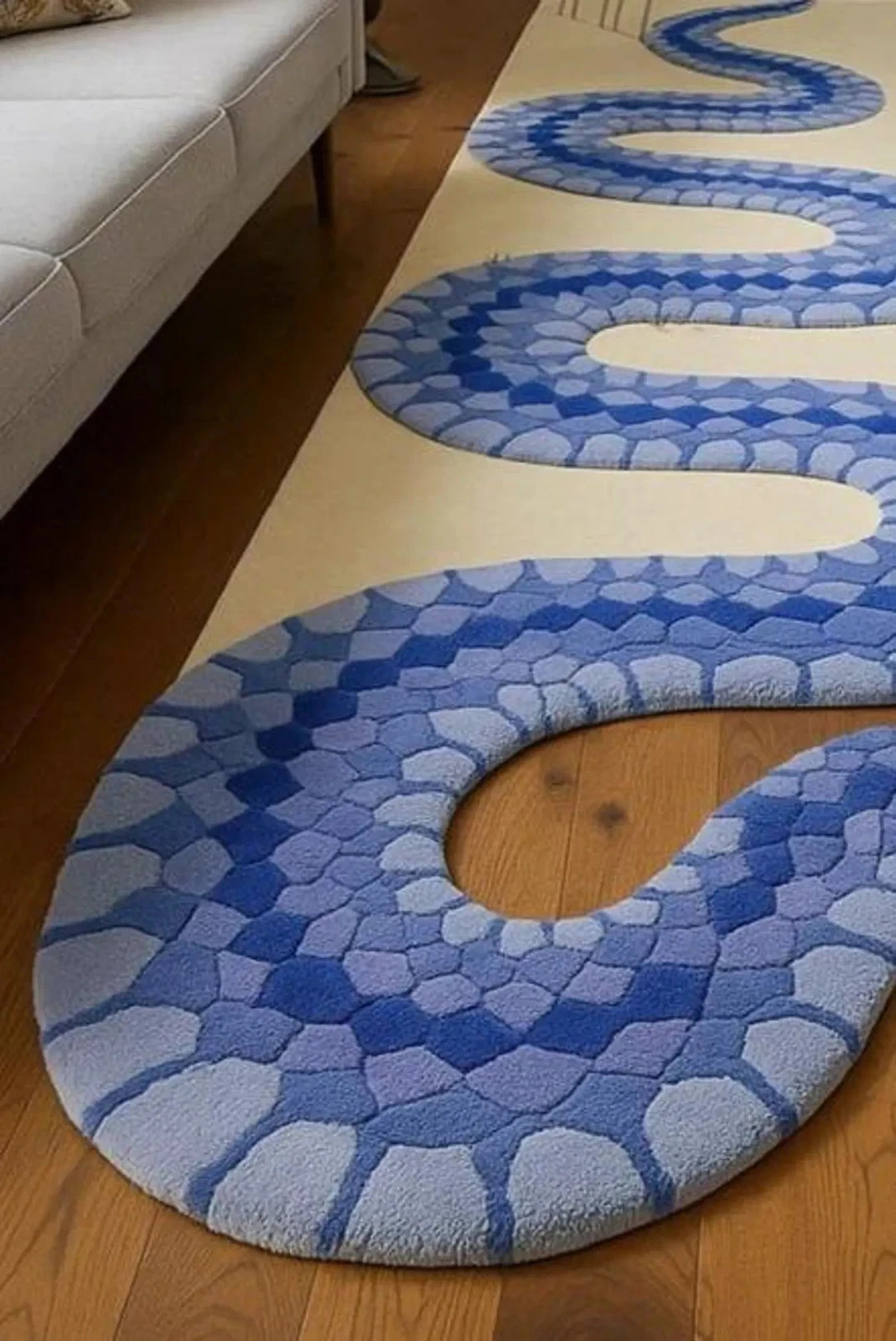 New Modern Hand-Tufted Wool Snake Rug Bold Serpent Runner Carpet For Hall Decor gallery