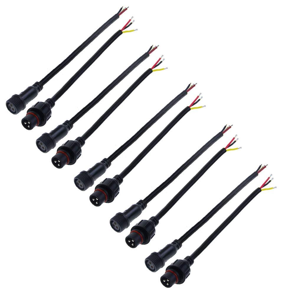 ALITOVE 5 Pairs 3 Pin 3 Core Waterproof IP65 Male Female Plug LED Connector with gallery