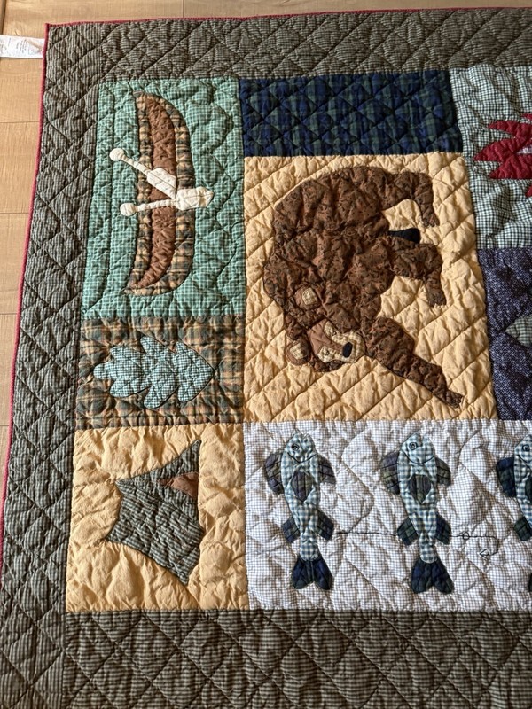 Patch Magic Quilt Patchwork "Camping Memories" Cabin Bear Canoe Cotton 58x47.5” gallery