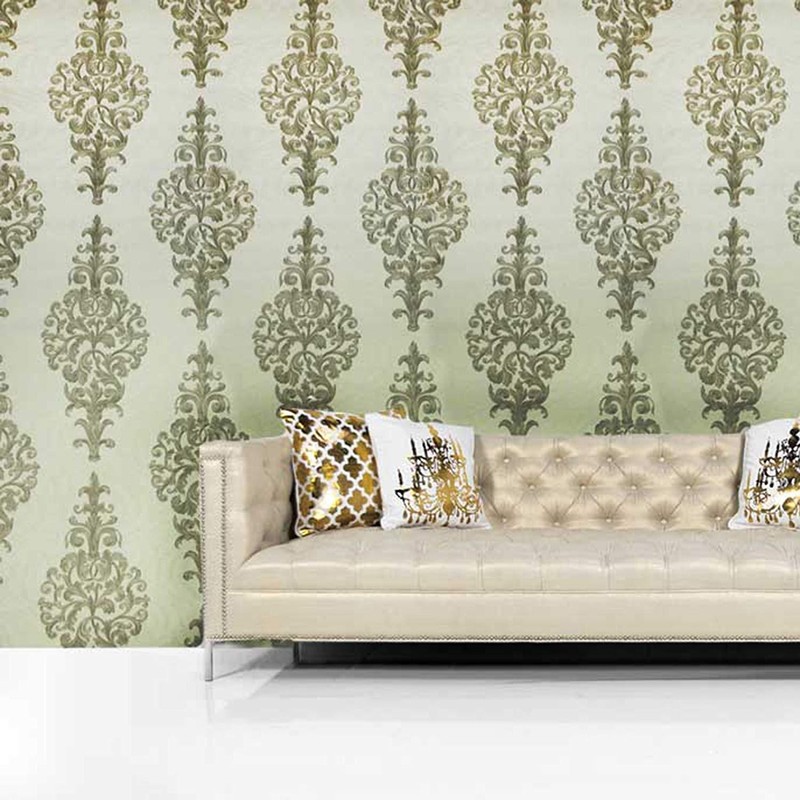 Wallpaper Wall coverings textured Damask ivory bronze white silver gold metallic gallery