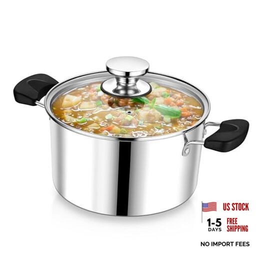 5 Quart 3-Ply Cooking Stock Transparent Glass, Tri-ply Stainless Steel 5 Quarts gallery