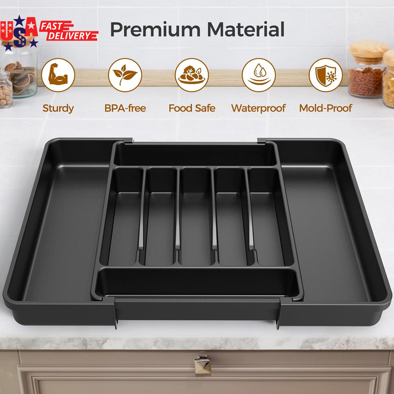 Extra Large Expandable Silverware Organizer, Bpa-Free Food-Safe Cutlery Flatware gallery