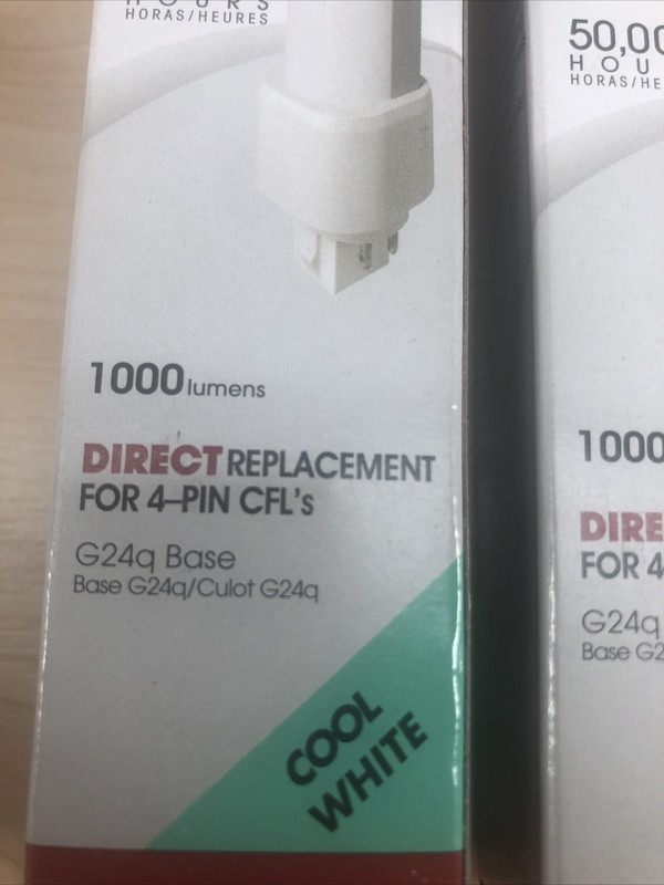 2- 9 Watt LED Replace 4-Pin CFL G24 4000K Cool White Horizontal Lamp S29852 gallery