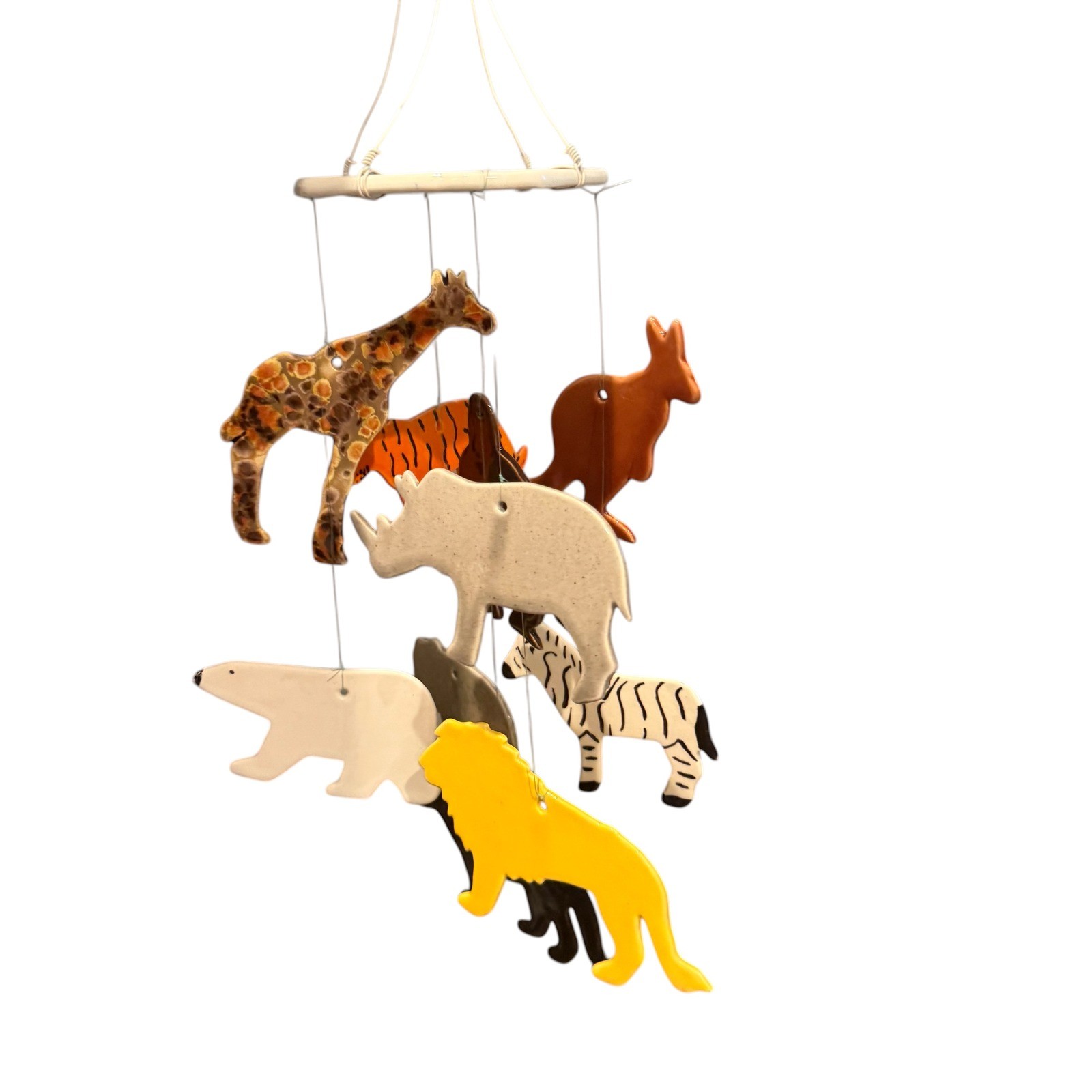 Zoo Animals Wind Chime Multicolor Ceramic Safari Mobile Vintage gallery