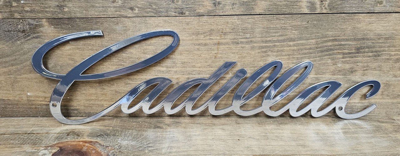 Cadillac Script Chrome Steel Sign gallery