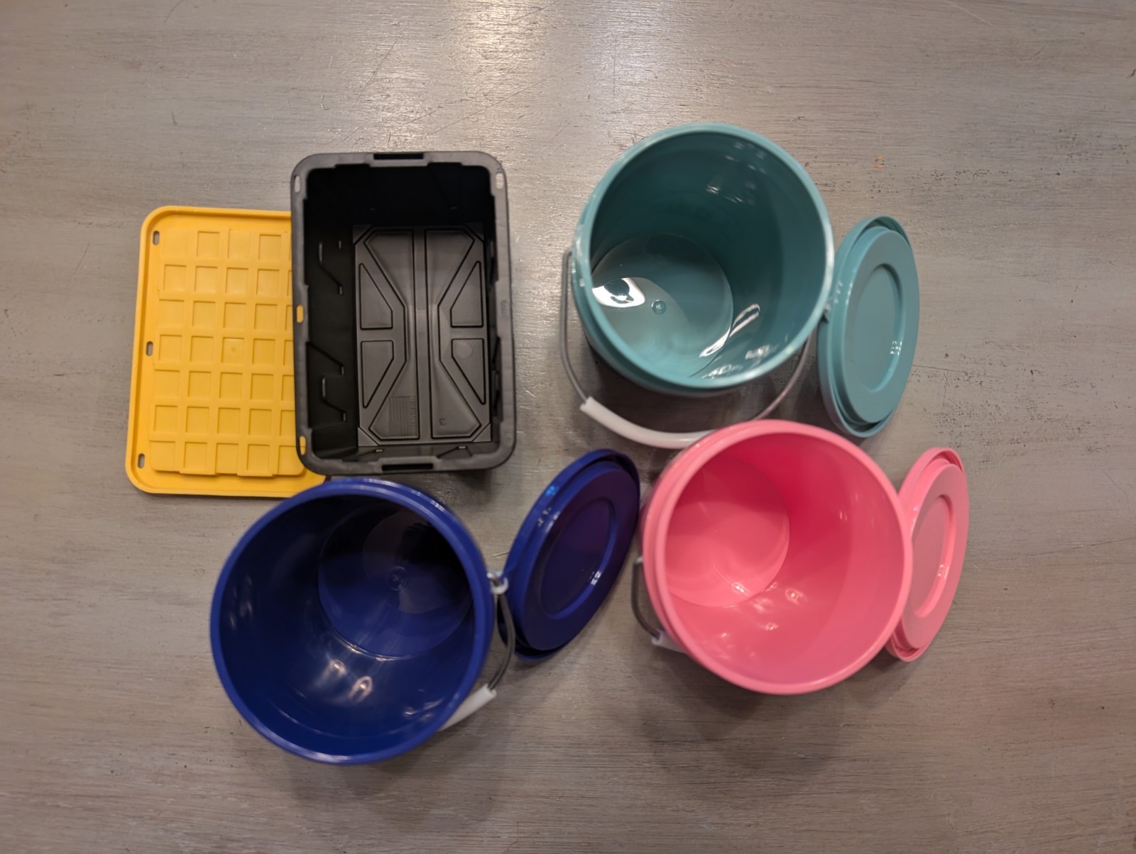 Lowe’s Pink, Blue & Teal Mini Bucket w/ Lids & 1 Teeny Tote FREE SHIP gallery